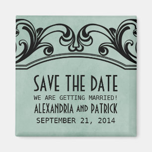 Jade Vintage Swirls Save the Date Magnet