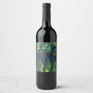 Jaded Lover 1 Green Abstract Wine Bottle Label