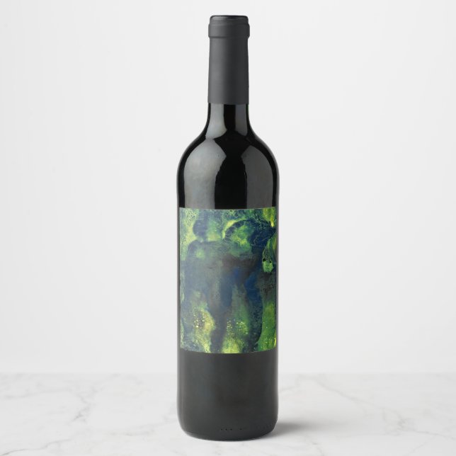 Jaded Lover 1 Green Abstract Wine Bottle Label (Front)