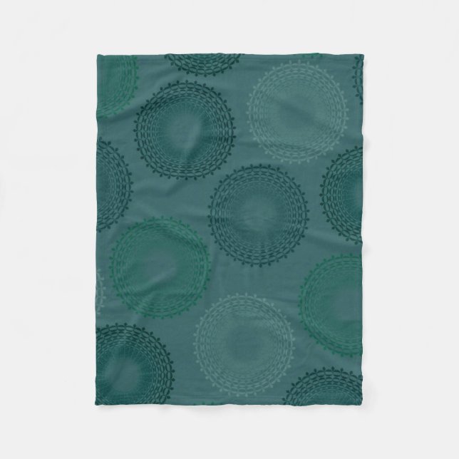 Jaded Teal Lace Doily Fleece Blanket (Front)