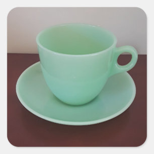 Jadeite Fire-King Cup Saucer Square Sticker