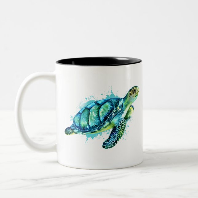 JadeTurtle Love Turtles save turtles Two-Tone Coffee Mug (Left)