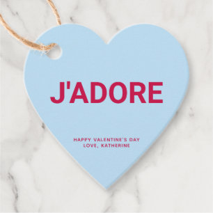 J'adore blue heart fun cute Valentine's Day custom Favour Tags