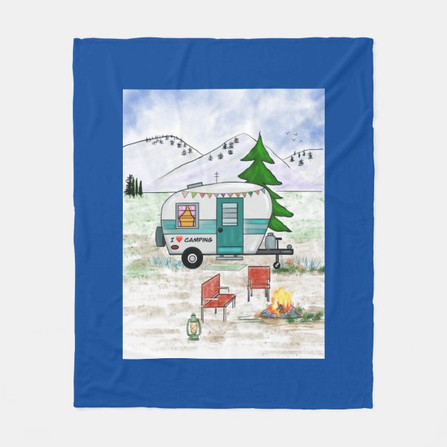 J'adore camper la couverture en toison (Devant)