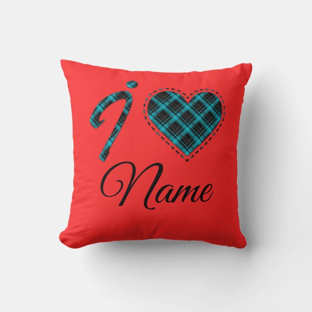 J'adore... Coeur, oreiller à lancer plaid (Recto)