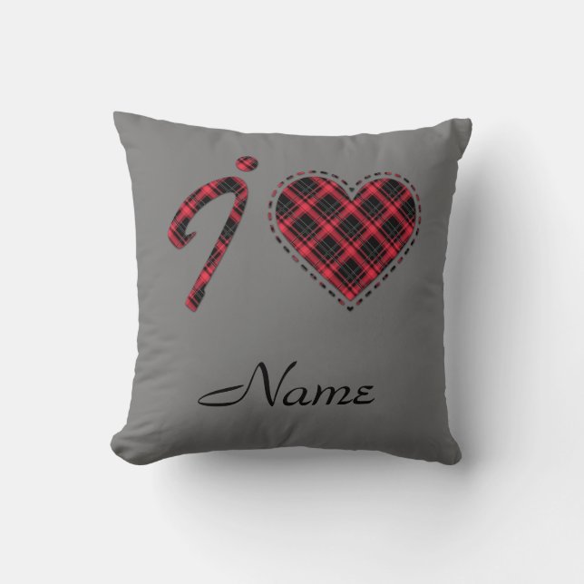 J'adore... Coeur, oreiller à lancer plaid (Recto)