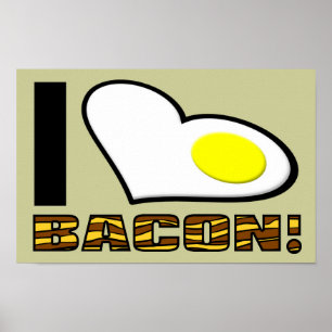 J'adore le Poster Drôle de Bacon Panneau Signaléti