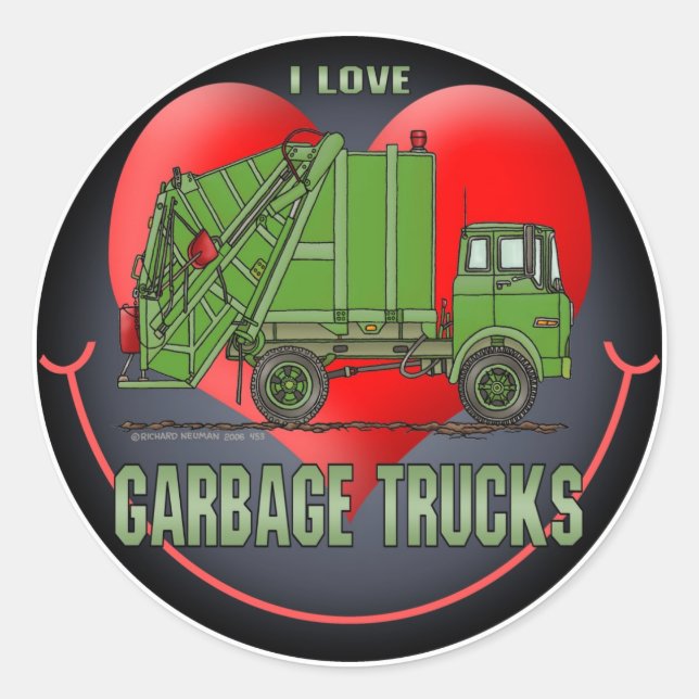J'adore les camions à ordures Sticker pour enfants (Devant)