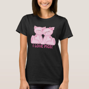 J'adore les caricatures de cochons en t-shirt fun