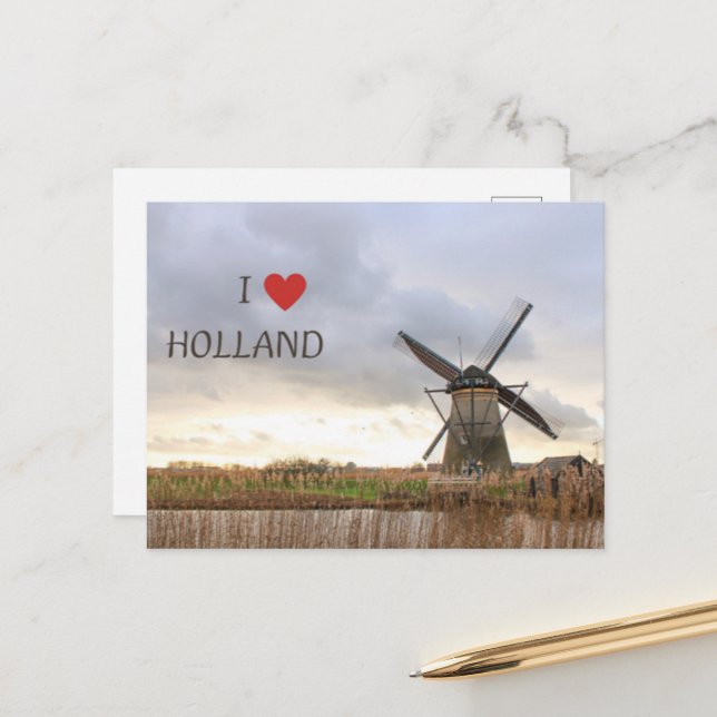 J'adore les moulins à vent et la carte postale (Devant/Arrière en situation)