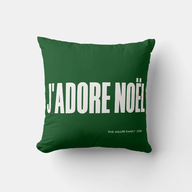 J'adore Noël! Throw Pillow (Front)