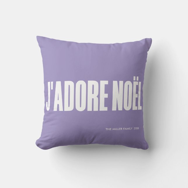 J'adore Noël! Throw Pillow (Front)
