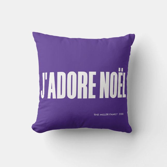 J'adore Noël! Throw Pillow (Front)