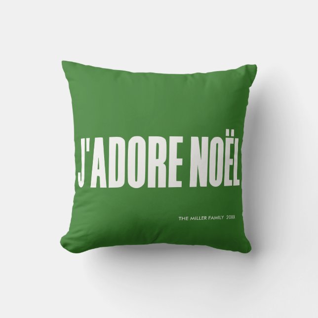 J'adore Noël! Throw Pillow (Front)