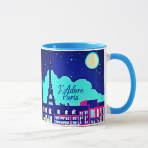 J'adore Paris - Fantasy Paris Under a Full Moon Mug
