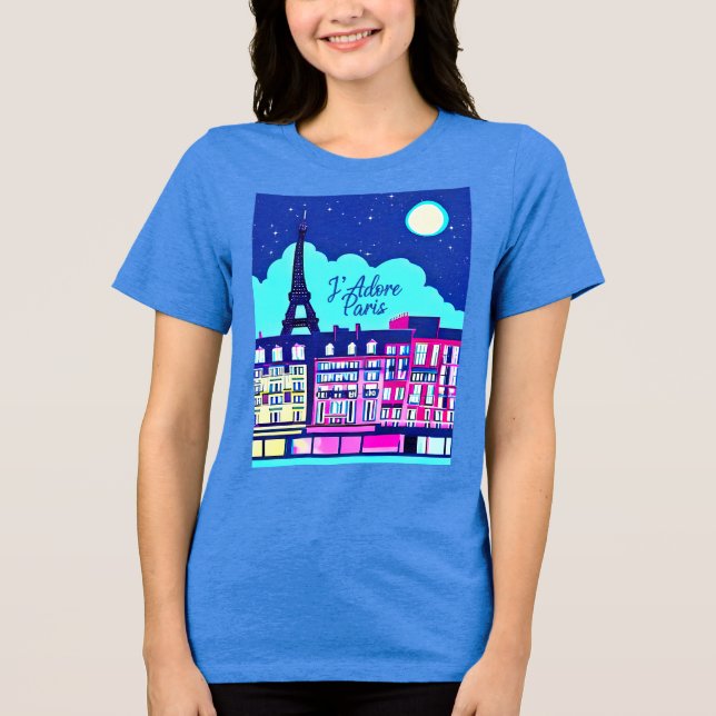 J'adore Paris - Fantasy Paris Under a Full Moon   Tri-Blend Shirt (Front)