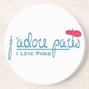 j'adore Paris (I love Paris) with red beret Coaster