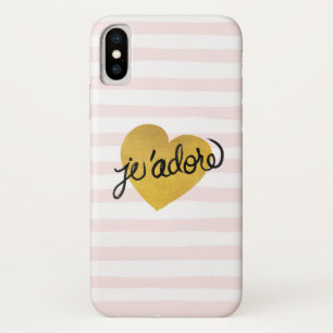 J'adore Quote Black & Gold Heart iPhone X Case