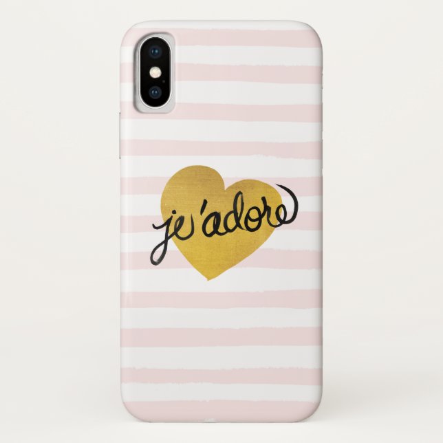 J'adore Quote | Black & Gold Heart Case-Mate iPhone Case (Back)