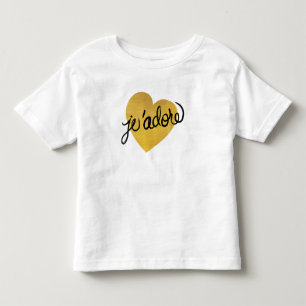 J'adore Quote   Black & Gold Heart Toddler T-shirt