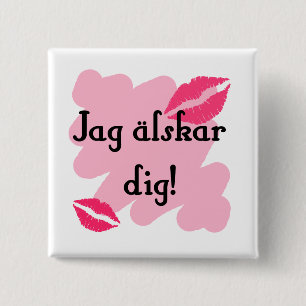 Jag älskar dig - Swedish 2 Inch Square Button