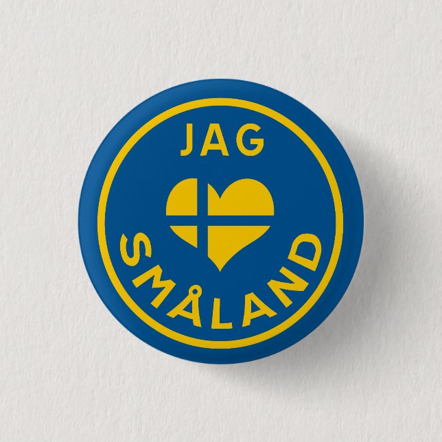 Jag älskar Småland - I love Småland 1 Inch Round Button (Front)