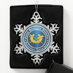 JAG judge Advocate General  Snowflake Pewter Christmas Ornament