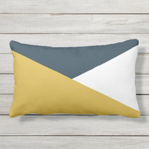 Jag Minimalist Angled Color Block Mustard Navy Lumbar Pillow
