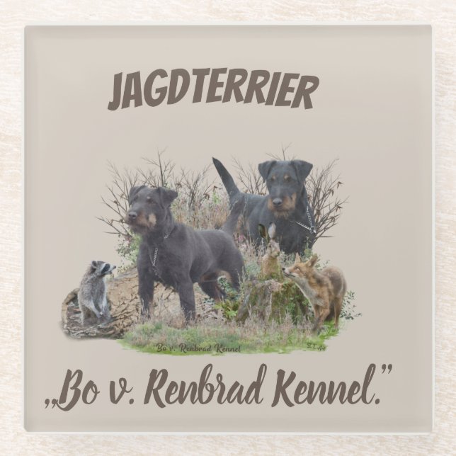 Jagdterrier ,,Bo v. Renbrad Kennel.'' Sticker Pape Glass Coaster (Front)