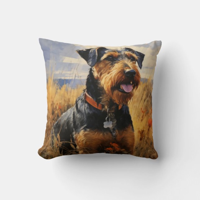 Jagdterrier dog throw pillow (Front)
