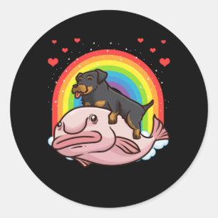 Jagdterrier Dog With Blobfish Classic Round Sticker
