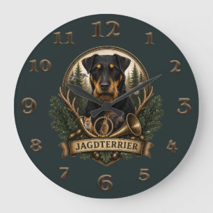 Jagdterrier ,  Hunting Logo Large Clock