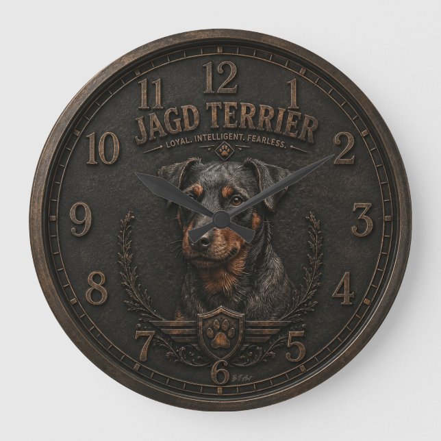 Jagdterrier ,  Hunting Logo Large Clock (Front)