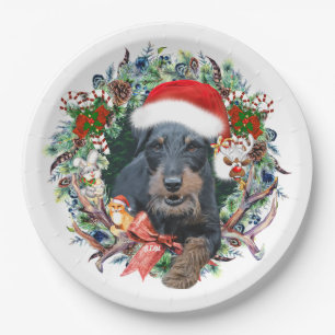 Jagdterrier,Merry Christmas Paper Plate