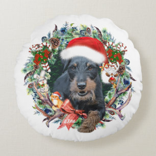 Jagdterrier,Merry Christmas Round Pillow