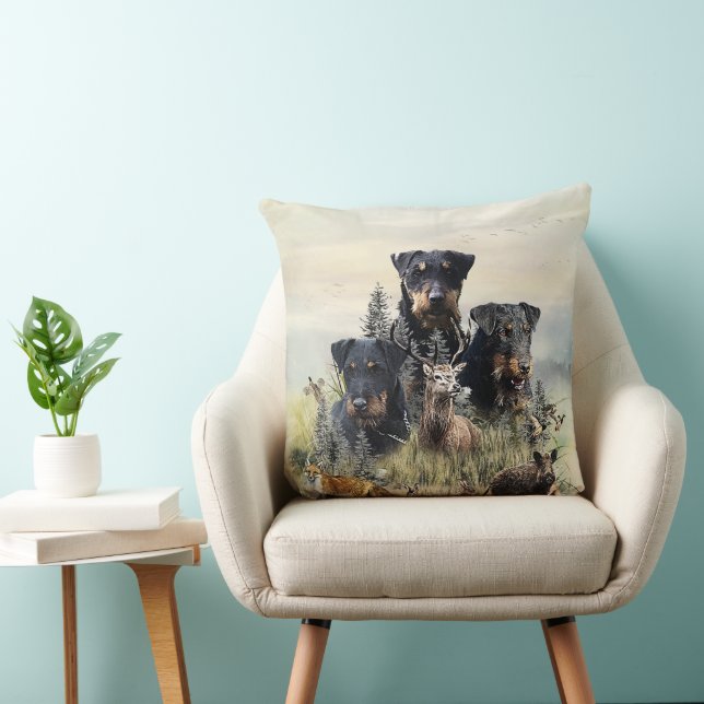 Jagdterriers v. Renbrad Kennel  Throw Pillow (Chair)