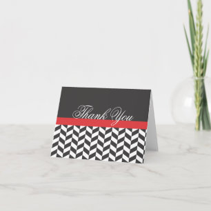 Jagged Chevron Black White Thank You Note