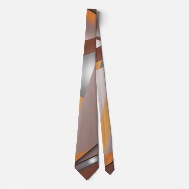 Jagged Edge Concentric Earth Tone Ombre Abstract Tie (Front)
