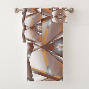 Jagged Edge Concentric Earth Tone Ombre Art Bath Towel Set