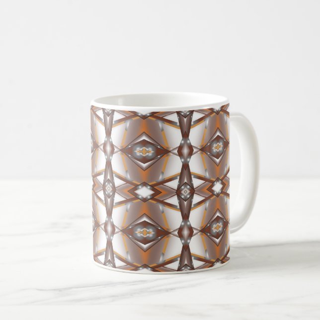 Jagged Edge Concentric Earth Tone Ombre Art Coffee Mug (Front Right)