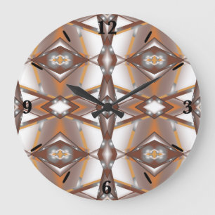 Jagged Edge Concentric Earth Tone Ombre Art Large Clock