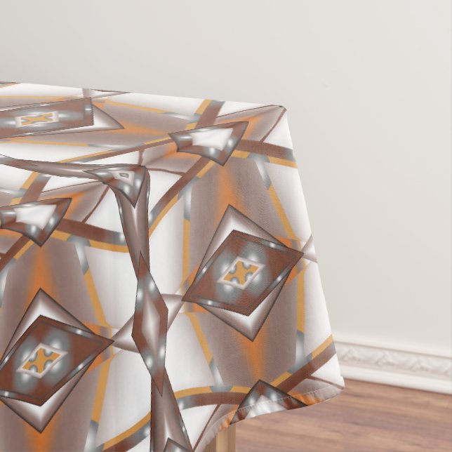 Jagged Edge Concentric Earth Tone Ombre Art Tablecloth (In Situ)