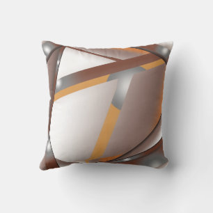 Jagged Edge Concentric Earth Tone Ombre Art Throw Pillow