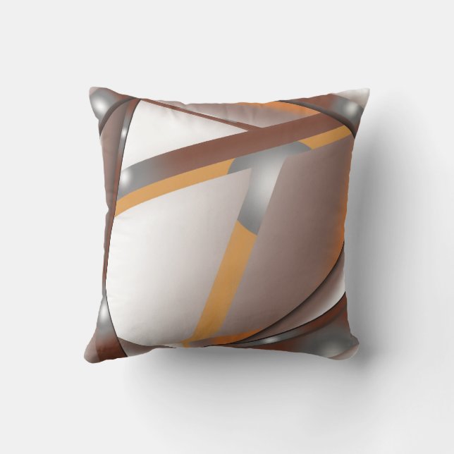 Jagged Edge Concentric Earth Tone Ombre Art Throw Pillow (Back)