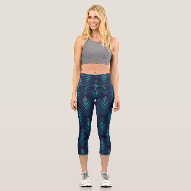 Jagged Edge: Dynamic Pattern Play Capri Leggings (Front)