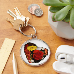 Jagged Edge Heart Bouquet Keychain