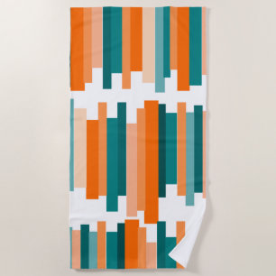 Jagged Lines – Orange and Teal  Beach Towel