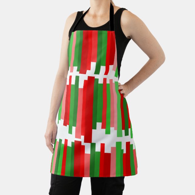 Jagged Lines – Red and Green  Apron (Insitu)