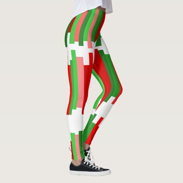 Jagged Lines – Red and Green  Leggings (Right)