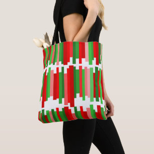 Jagged Lines – Red and Green Tote Bag